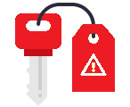 Red key with red emergency tag